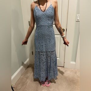 NBD Lace Maxi Dress in Soft Blue